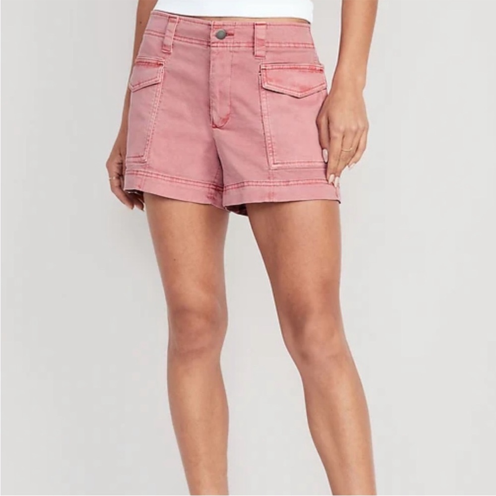 Old Navy Washed Red Relaxed Cargo Shorts Size S